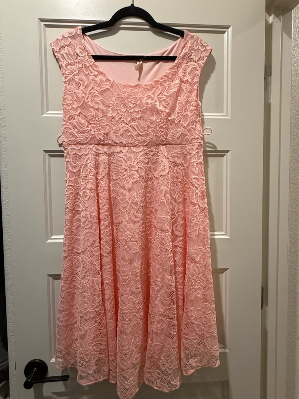 Hello MIZ Blush Lace Midi Dress